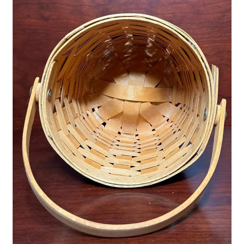 1995 LONGABERGER Medium Fruit Basket Swing Handle Inverted Bottom USA